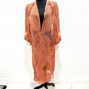 Style apparel‎ Elegant Orange Lace KIMONO/ DUSTER M